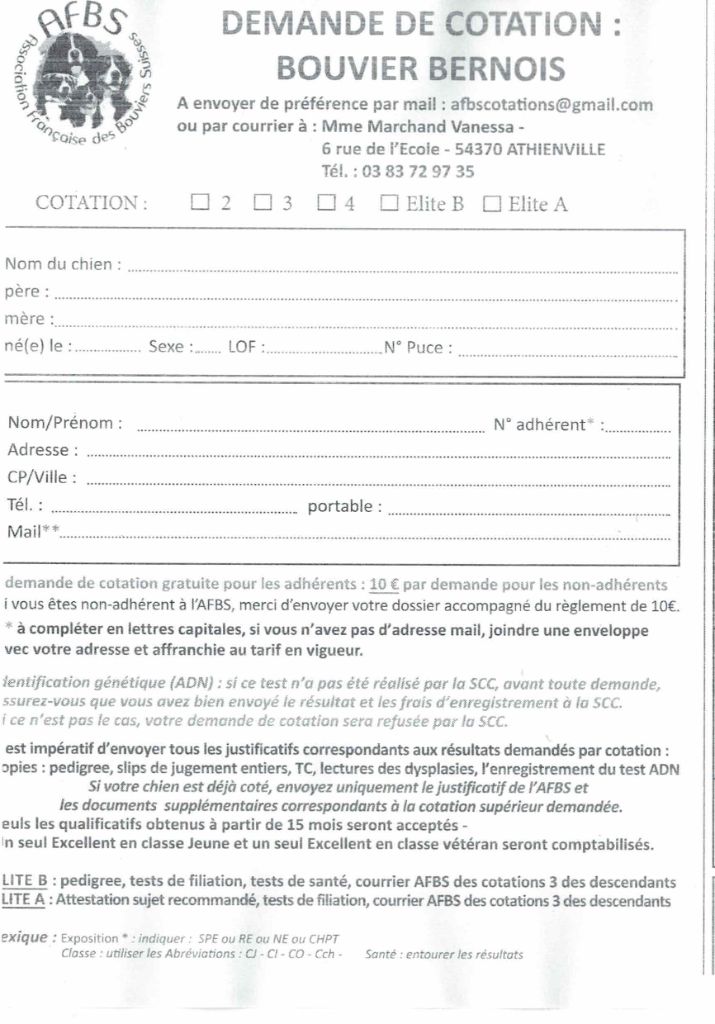 Demande de Cotation pour son Bouvier Bernois (page 1)